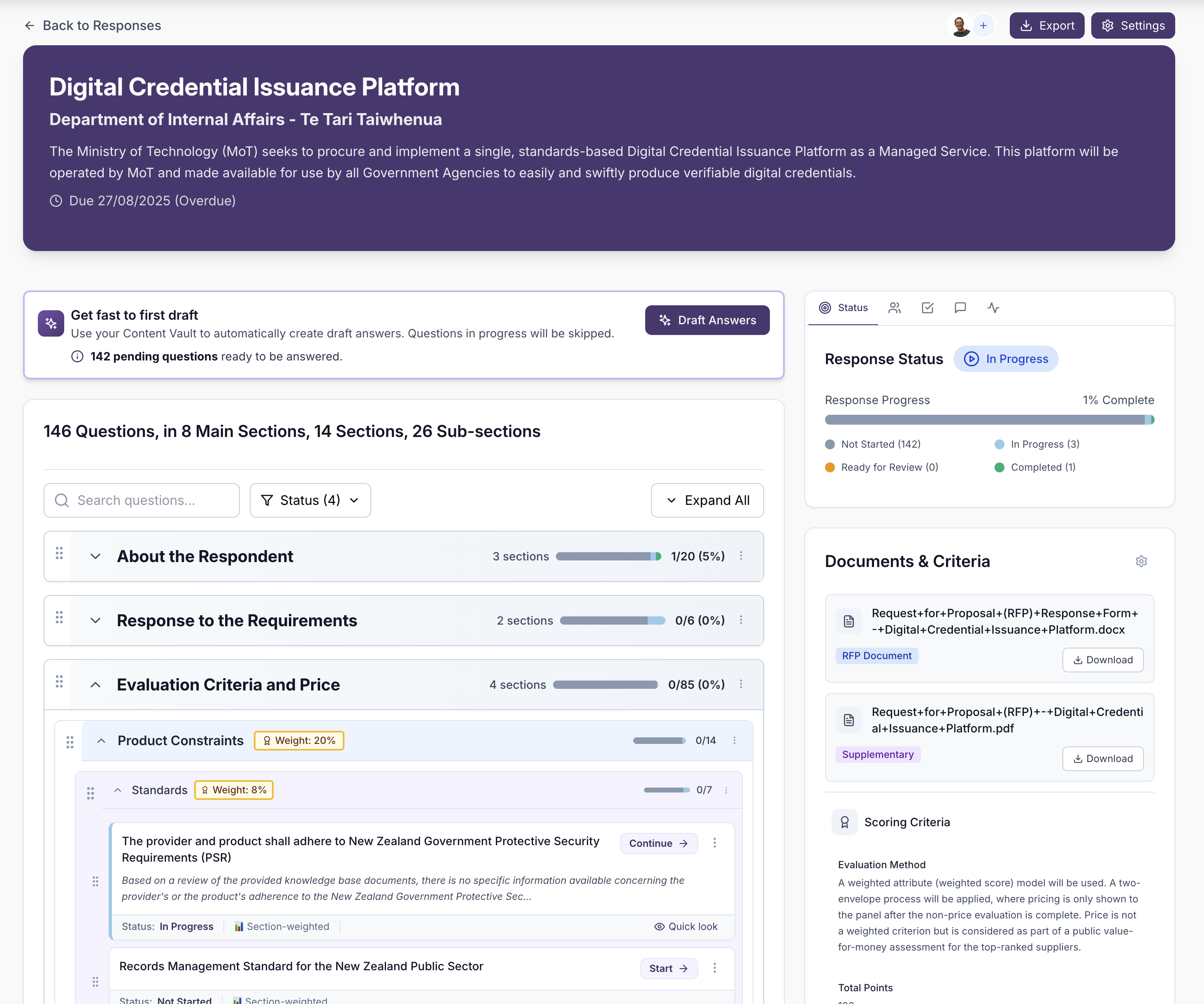 UpliftRFP Response Editor - Intelligent content suggestions and collaboration